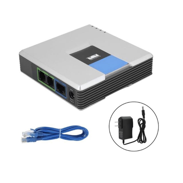 Desbloqueado Linksys PAP2T VoIP Adaptador de voz para teléfono SIP VoIP Adaptador de teléfono por Internet 2 puertos FXS Enchufe de EE. UU. tholdsy EL1519-01B