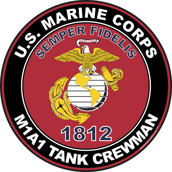 U.S.M.C. MOS 1812 M1A1 Tank Crewman Decal 3.8" - Red