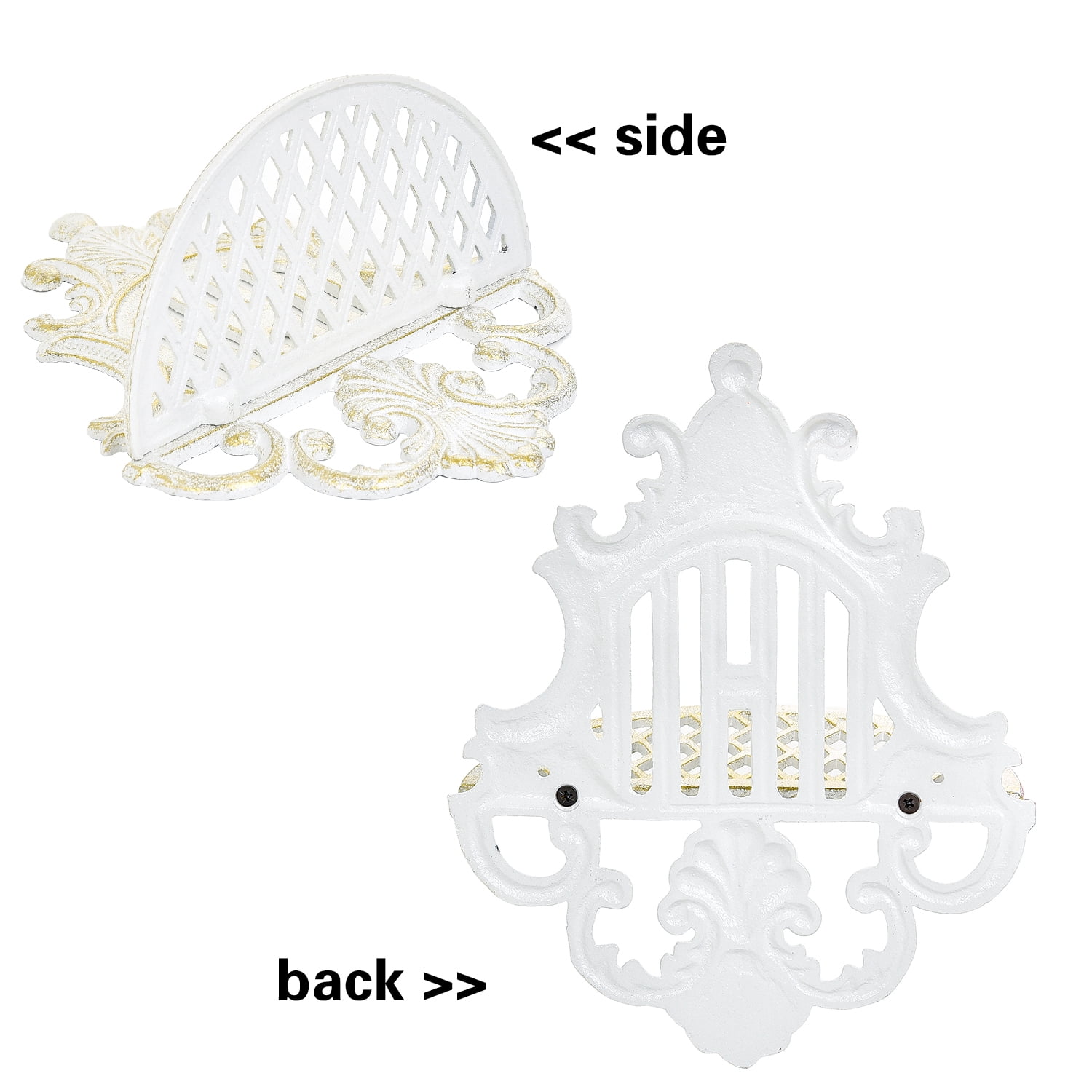 Sungmor Gothic Floating Shelves Cast Iron Old-Fashioned White Wall Decor, 2PC