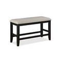 thumbnail image 4 of Contemporary 6pc Counter Height Square Dining Set Upholstered Chairs Bench Dark Gray 20" Lazy Susan, 4 of 7