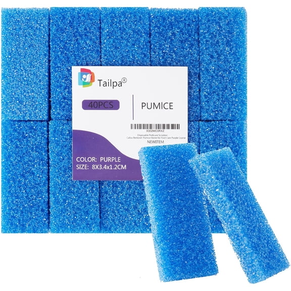 40 Pcs Pumice Stone for Feet Foot Scrubber Sponge for Feet Care and Callus Remover Mini Disposable Pumice Pads for Dead Skin Remover (Blue)