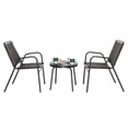 thumbnail image 4 of SYTHERS Patio Bistro Table Set, 3-Piece Outdoor Furniture Set with Stackable Patio Dining Chairs and Glass Table, Black and Coffee Color Scheme, 4 of 9