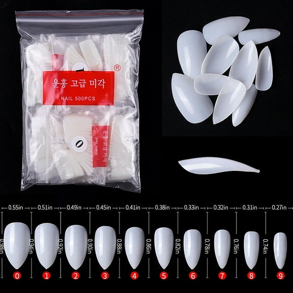 500-1000 Full Cover French Ballet False Fake Nail Tips Pointy Salon Nails