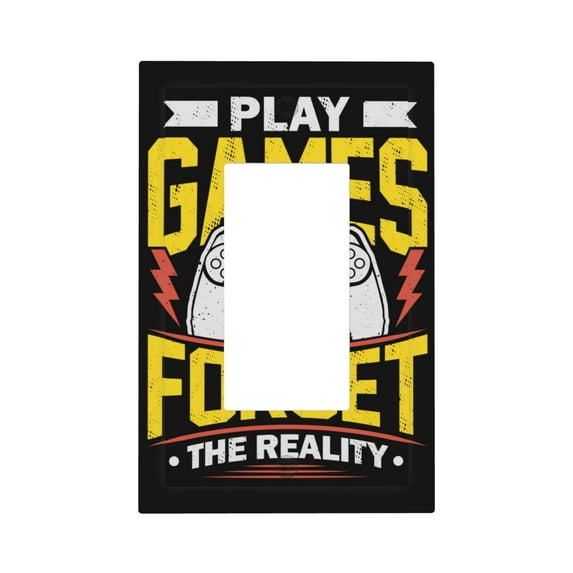 DouZhe 1-Gang Decorator/Rocker Wallplate, Play Games Forget The Reality Decorative Wall Plates