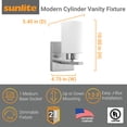 thumbnail image 5 of Sunlite Modern Vanity Light Fixture, Cylinder-Shaped Frosted Glass Shade, Medium Base (E26) Socket, Standard A19 (100W Max), Brushed Nickel, 5 of 5