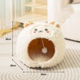 thumbnail image 2 of Vellón en forma de cordero Cueva Escondite de dibujos animados Hut Portátil Antideslizante Parte inferior Cómoda con pelota Yuyangstore Cama para gatos de interior, 2 of 7