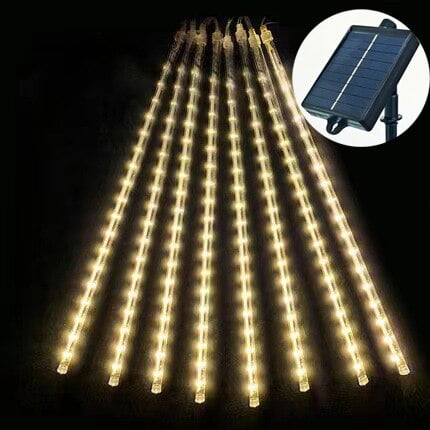 Luces solares de lluvia de meteoritos, luces navideñas impermeables para exteriores, carámbanos, luces de árbol para Halloween, Patio, fiesta, decoración de Navidad