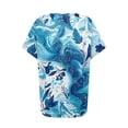 thumbnail image 4 of ASDFVBKG Womens Blouses Spring Tops Soft Short Sleeve V-Neck Tee Tops Dressy Solid Vacation Loose Fit Outfits Clothes Blue 2XL, 4 of 6