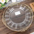 thumbnail image 4 of BalsaCircle 10 Clear 11" Round Disposable Salad Dinner Plastic Plates Gold Wavy Trim Wedding Party Tableware, 4 of 8