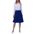 thumbnail image 2 of Falda de campana sólida para mujer Inspire Chic, de cintura alta, casual, estilo A, midi, talla XL, azul real, 2 of 5