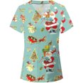 thumbnail image 1 of Pntutb Mujer Navidad Manga corta Cuello en V Uniforme de trabajo Estampado Ropa de trabajo Blusas Jersey Camisetas tops Pntutb Pntutb-6615, 1 of 4
