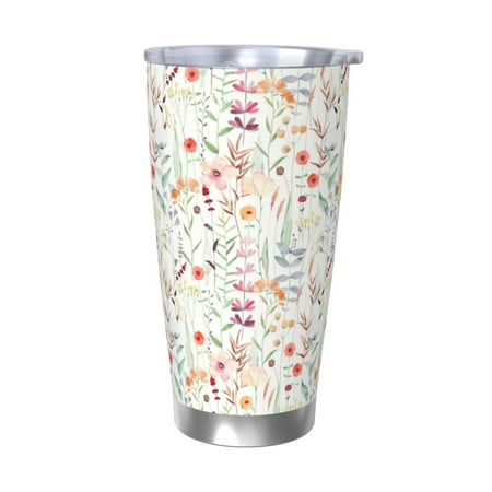 

Cauagu Wildflower Watercolor 4 Pattern 20oz Tumbler Stainless Steel Vacuum Insulated Tumbler with Lid Insulated Coffee Mug Thermal Cup with Splash Proof Sliding Lid-Without Straw