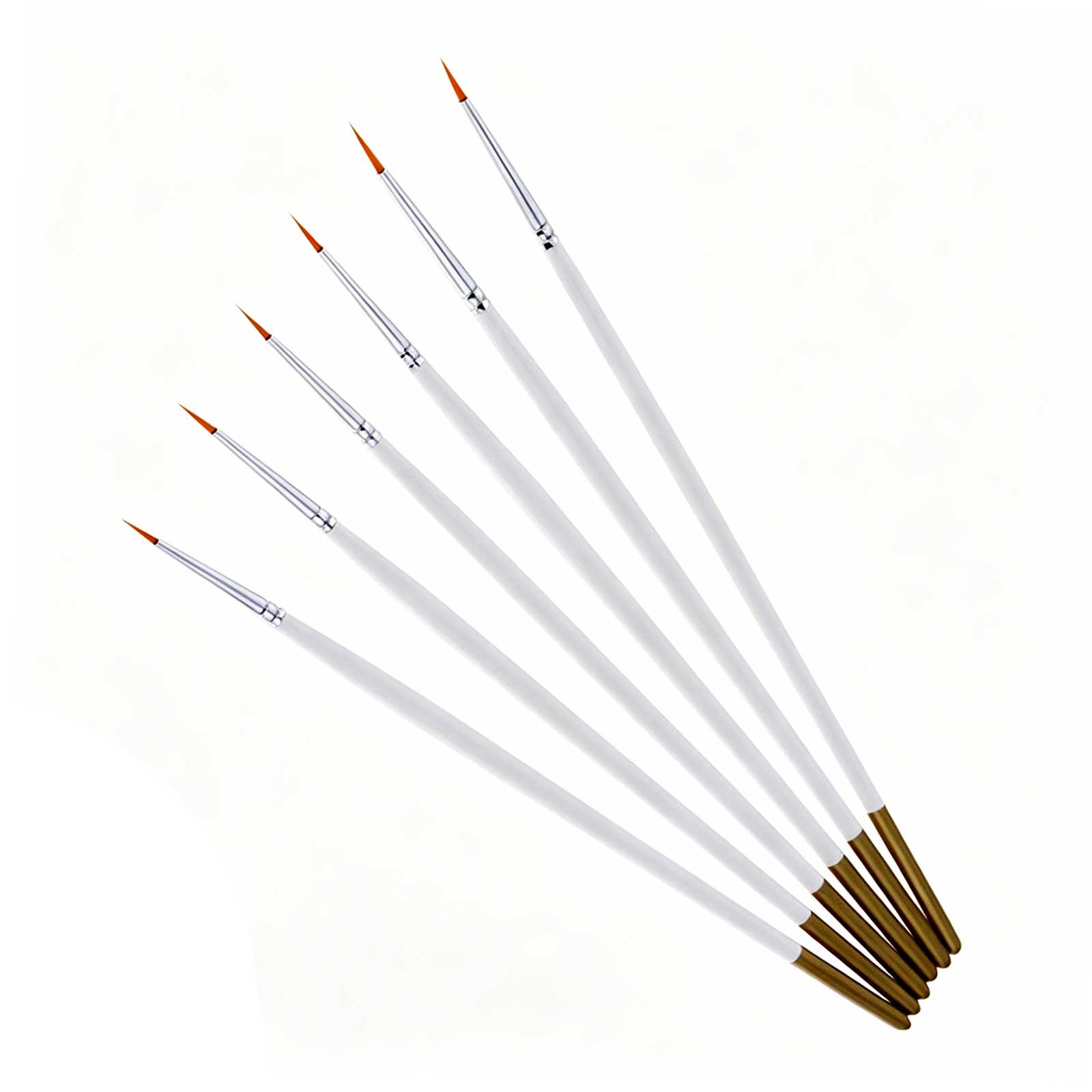 FUEENIRVA 6-Piece Nylon Bristle Paint Brush Set White Handles for Watercolor Acrylic Oil Painting Art Supplies for Artists