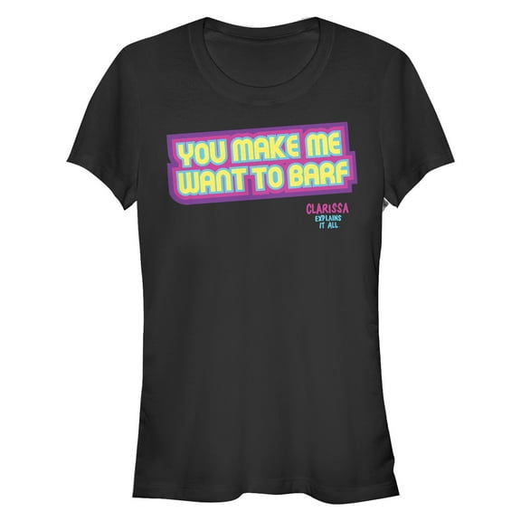 Junior's Clarissa Explains It All Want to Barf  Graphic Tee Black 2X Large