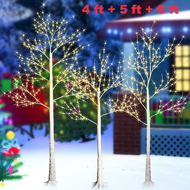 6FT Warm White Lighted Birch Tree Lights, 440LED Colors Changing Light ...