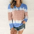 thumbnail image 1 of SHOPESSA Womens Summer Tops Tiy-dye Casual Long Sleeve Round Neck Loose Blouse T Shirts Tee Printed Side Split Tunic （S-5XL）, 1 of 4