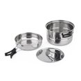 thumbnail image 3 of EIMELI 1 Set 3pcs Stainless Steel Outdoor Camping Picnic Pot Cookware Picnic Pan Set Cooking Tool Set for 2-3 People (Silver), 3 of 4