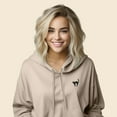 thumbnail image 4 of Dalix Black Cat Embroidered Fleece Cropped Hoodie Cold Fall Winter Women in Heather Dust M Medium, 4 of 5