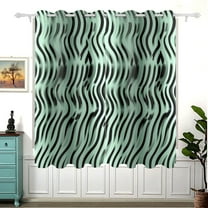 Wavy Black and Green Pattern Thermal Blackout Curtains 63x55 Inch 2 Panels Grommet Window Drapes for Bedroom Living Room