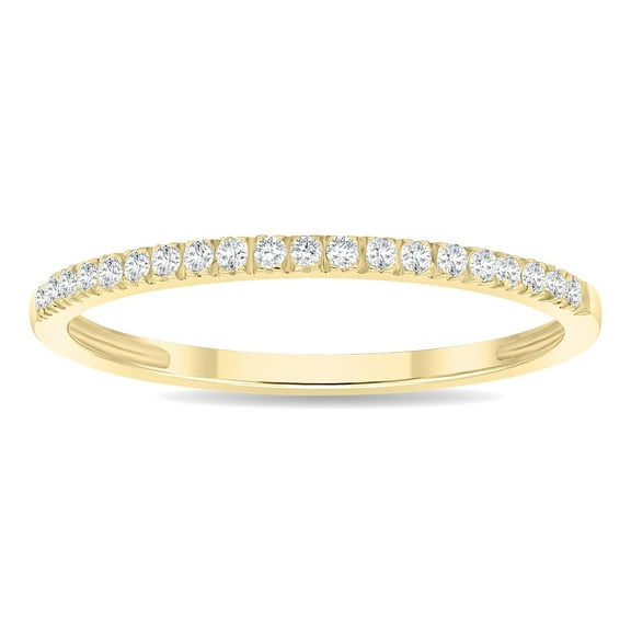 SZUL Women's 1/6 Carat TW Thin Diamond Band in 10K Yellow Gold (J-K-L Color, I2-I3 Clarity) (Wedding, Fashion or Stackable Band)