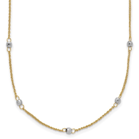 Auriga Fine Jewelry 14K Two-tone Gold Ropa Mirror Bead Necklace 18inch for Women