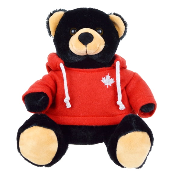 Ours en peluche noir, rouge et blanc, 22 cm (8,75 po), adulte, décoration, fête du Canada, une façon de célébrer