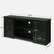 Farmhouse Coffee Bar Cabinet with Storage, 58’’Buffet Sideboard Cabinet with Sliding Barn Doors and 2 Adjustment Shelves, Kitchen Sideboard Cabinet for Dining Living Room