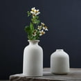 thumbnail image 6 of Hinzonek Ceramic Vase Set of 3, Small Flower vases for Decor,Modern Boho Farmhouse Home Decor,Decorative vase for Pampas Grass&Dried Flowers,idea Shelf,Table,Bookshelf ，Entryway- Distressed,Beige, 6 of 10