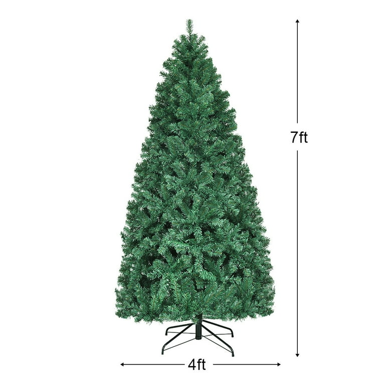 Gymax 7' Pre-Lit LED Christmas Tree with Durable Metal Stand and