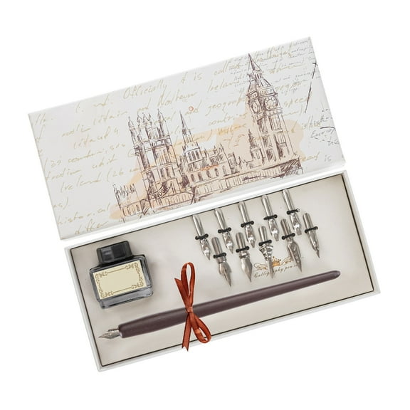 Oblique Dip Pen Holder for Writing English Calligraphy Pen Holder with Nibs