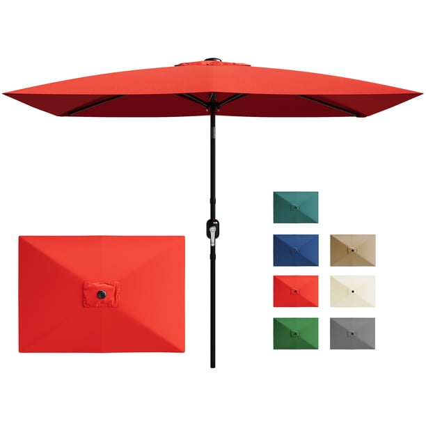 Garvee sombrilla rectangular para patio de 10 x 6.5 pies, con manivela y botón de inclinación, 6 varillas resistentes, ideal para mesa de jardín, terraza y césped
