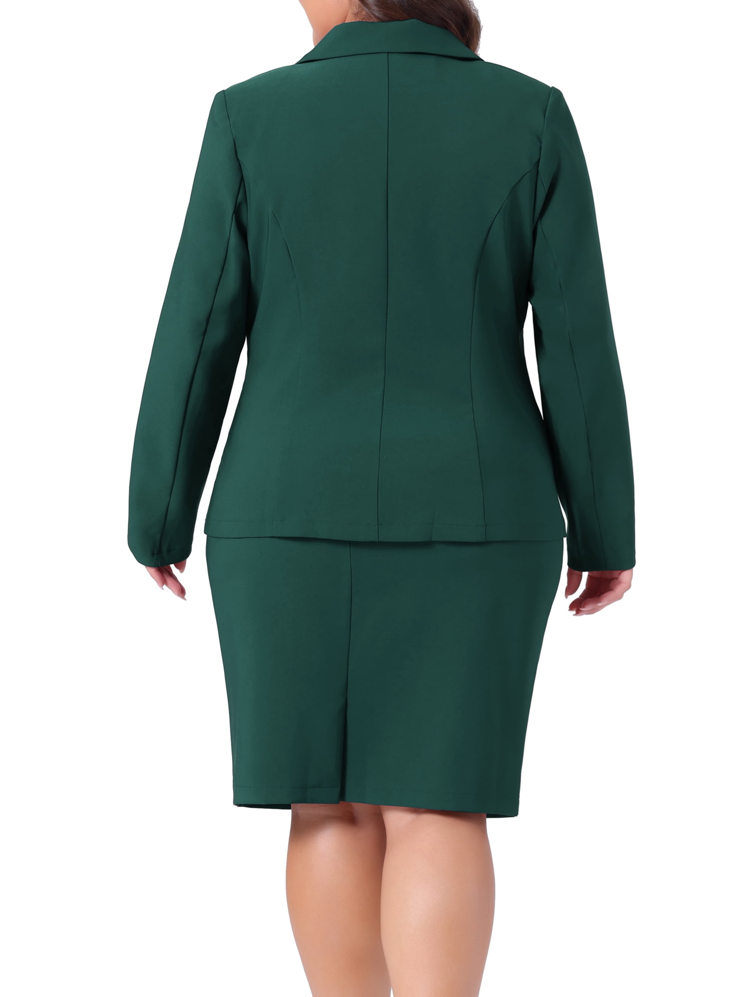 DARING DIVA Women's Plus 2 Pcs Notched Lapel Outfits Business Casual Suit Sets 3X Green