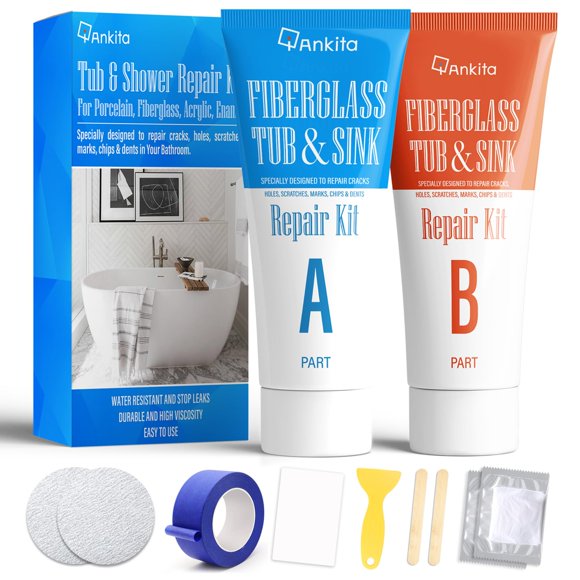 Kit de reparación de bañeras Ankita White para esmalte, fibra de vidrio y acrílico