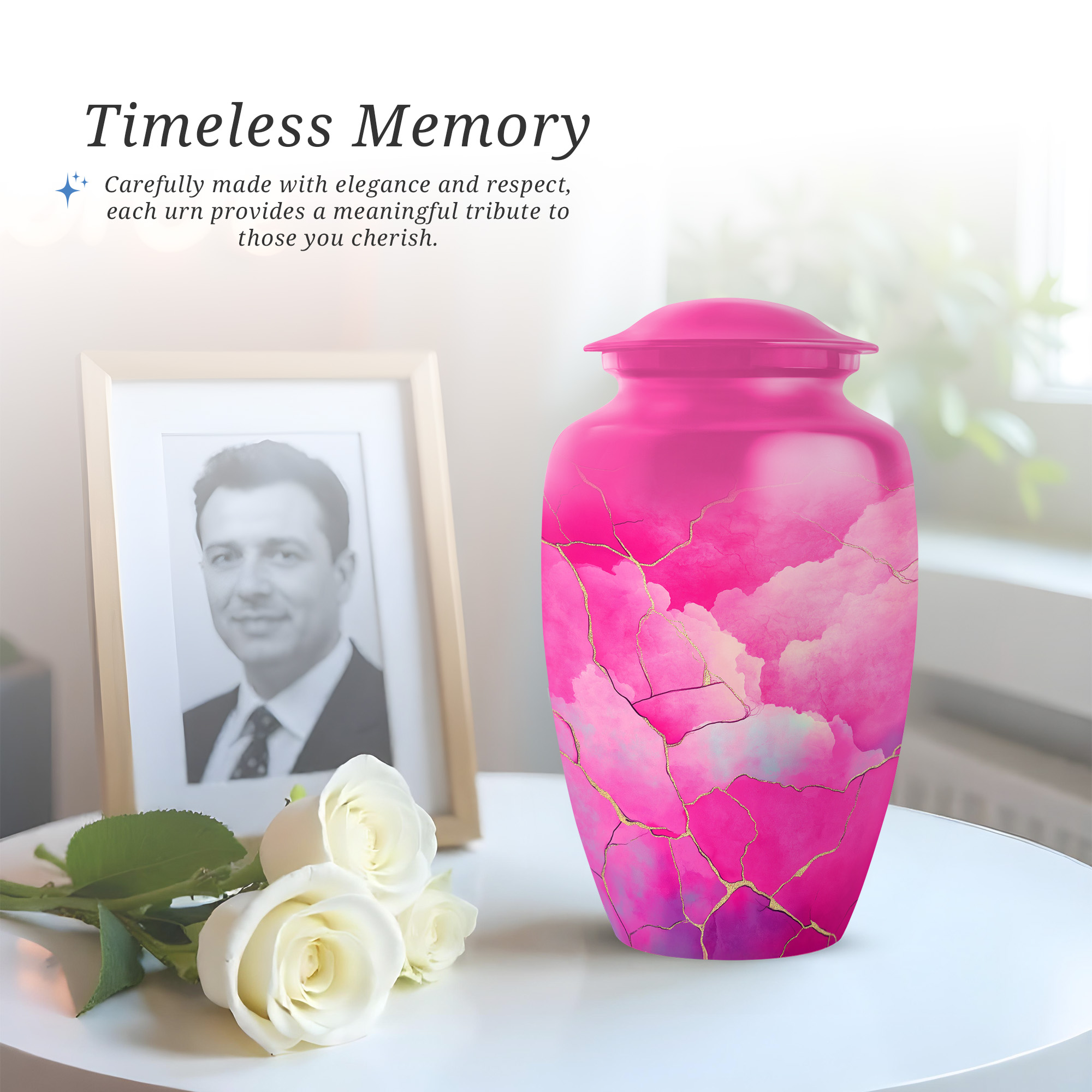 Pink Keepsake Cremation Urn For Human Ashes Adult Men, 1 Large Decorative Urns For Human Ashes Adult Female, Small Urns For Man And Woman Set Of 4, Blue Urn For Female 10&3 Inch