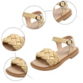 thumbnail image 6 of BOBOGOJP Girls Sandals Braided Upper Flat Dress Sandals Round Open Toe Summer Shoes Little Kid/Big Kid Yellow for Size 8, 6 of 6