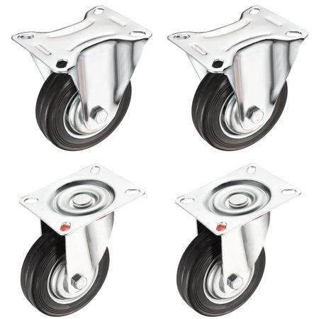 - Unique Bargains4 Pack 4-inch Rubber Caster Wheel, 2 Swivel 2 Rigid, 154 lbs Load Capacity Each