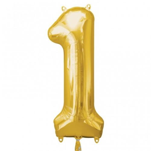 34" Gold Number 1 Shape Balloon - Walmart.com