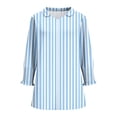 thumbnail image 4 of jobturf Womens Tops Dressy Casual V Neck Striped Shirt Beach Vacation Summer Blouses Cute Smocked Cuff 3/4 Sleeve T Shirts S-XXL, 4 of 6