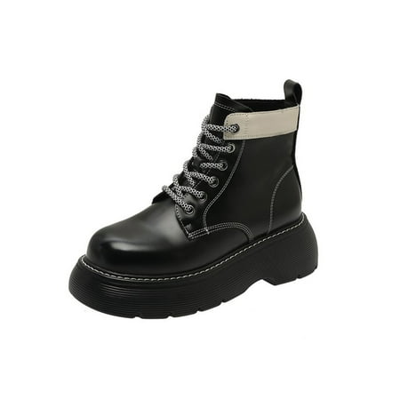 

Avamo Women Non-Slip Booties Round Toe Work Comfort Lace Up Short Bootie Black 6.5