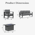 thumbnail image 7 of LayinSun 4 Piece Hight Back Aluminum Outdoor Furniture Set with Fire Pit Table, Modern Patio Conversation Sets, 7 of 7