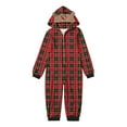thumbnail image 3 of Odeerbi Christmas Onesie Pajamas for Family Holiday Sleep Jumpsuit Long Sleeve Family Christmas Pajamas Matching Sets Toddler Fashion Lattice Print Plush Jumpsuit Sleepwear PJs Set Red, 3 of 5