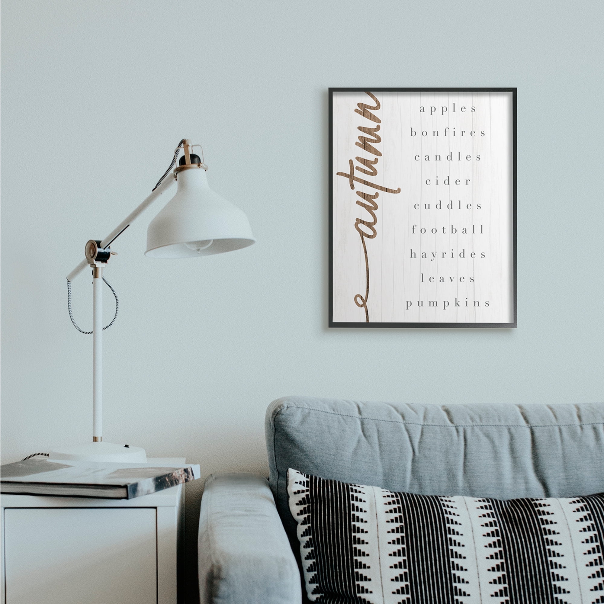 Stupell Industries Autumn Harvest Season Checklist Country Charm Black Framed, 24 x 30, Design by Daphne Polselli