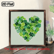 2D Flat, Green Heart Clover Leaf Frame - Mint Green Brown Wood Framed Wood Painting - Irish Good Luck Decor - St Patrick's Day Wall Art - Home Decoration - Easy Hang with Adhesive Strips