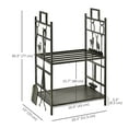 thumbnail image 3 of Outsunny 2-Layer Heavy Duty Firewood Rack Wood Log Fireplace Stacker  w/ 4 Tools, Black and Gold, 3 of 10
