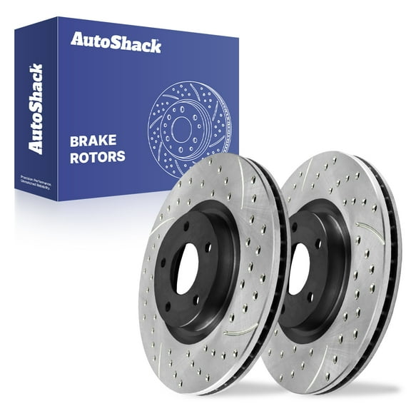 AutoShack 12.59" (319.8 mm) Front Vented Drilled & Slotted Brake Rotors E-Coated | Replacement for 2009-2014 Nissan Maxima 2016-2023 Nissan Maxima | 2-PC Set | ShadowGuard