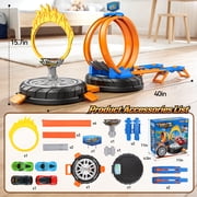 KNMDU Race Car Track Set Toy Stunt Racing Playset with 360° Loop Car Track for Kids Ages 3+ with Four 1:64 Scale Vehicles