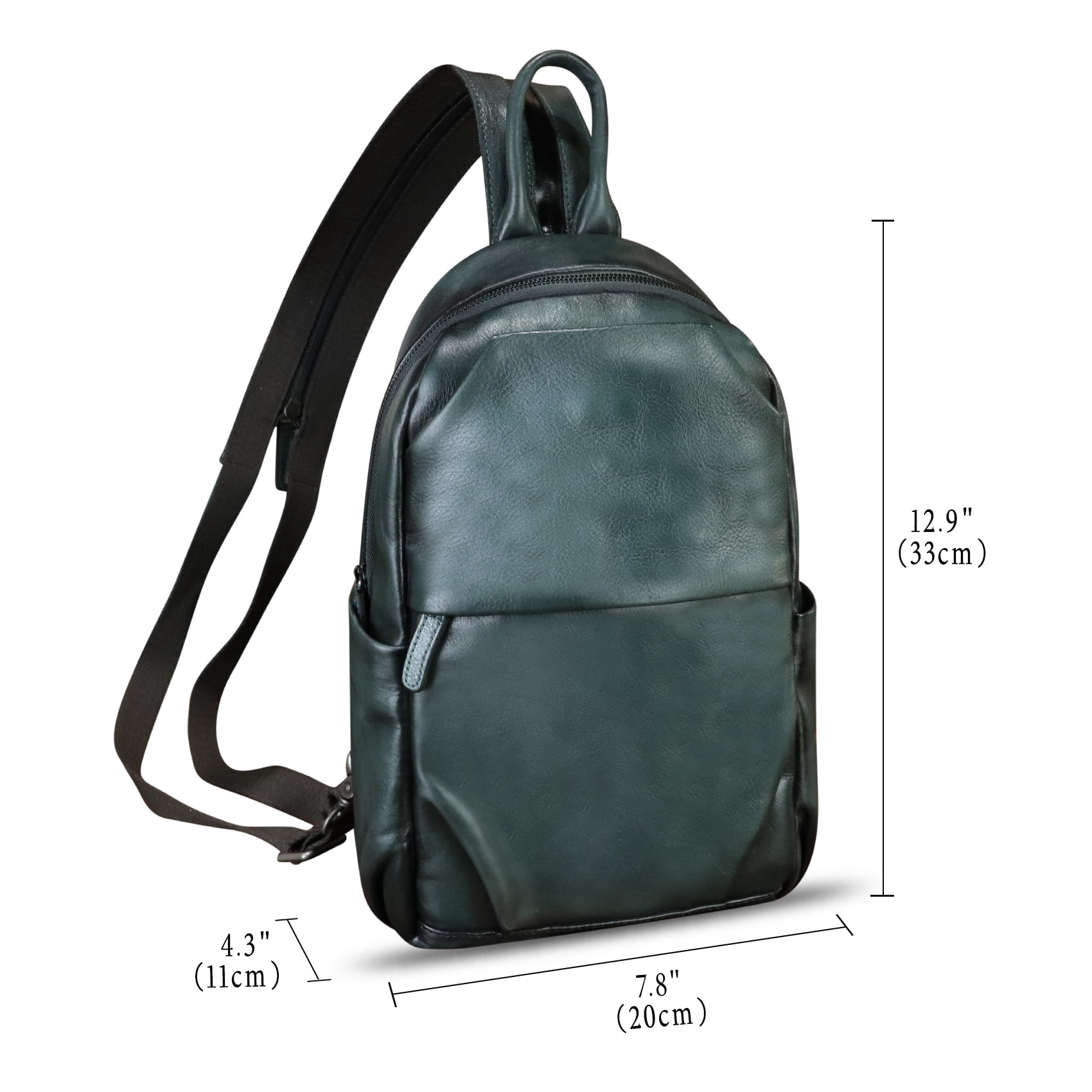 Genuine Leather Sling Bag for Men Women Retro Sling Backpack Purse Crossbody Bag