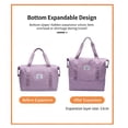 thumbnail image 3 of WANDF Expandable Travel Duffel Bag with Shoulder Strap for Women,3 Slash Pockets Airline Approved Personal Item Bag 18x14x8,Gym Bag with Wet Pocket,Underseat Foldable Carry on Weekender Bag(Purple), 3 of 13