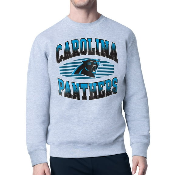 Men's Starter Heather Gray Carolina Panthers Team Grit Graphic Fleece Pullover Sweatshirt