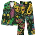 thumbnail image 1 of Puntoco Conjunto de pijama cómodo para mujer, conjunto de pijama informal holgado a la moda con pantalones largos estampados y manga larga con cuello vuelto, 1 of 4